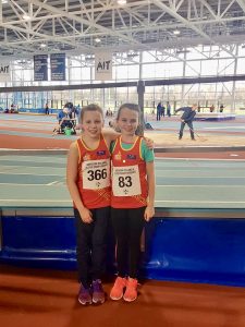 Lauren Madine and Ella Telford - at the NI&Ulsters T&F Indoors in Athlone