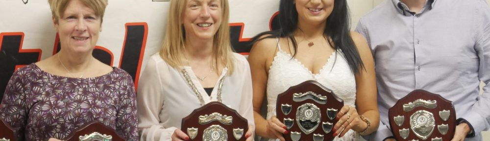 201718 East Down AC Club awards - Alison Carroll ( Club Person) Clare Carson (Most improved Female) Deidre Weatherall (Female Athlete ) Gavin Hynds (Most improved Male) Missing from pic Phillip Vint (Male Athlete)