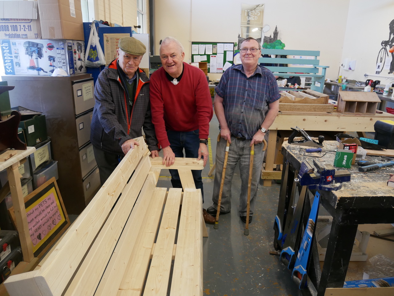 Some of the members of the Men’s Shed, Downpatrick who were due to help at the race and who also benefit from a charitable donation from the proceeds of the race.